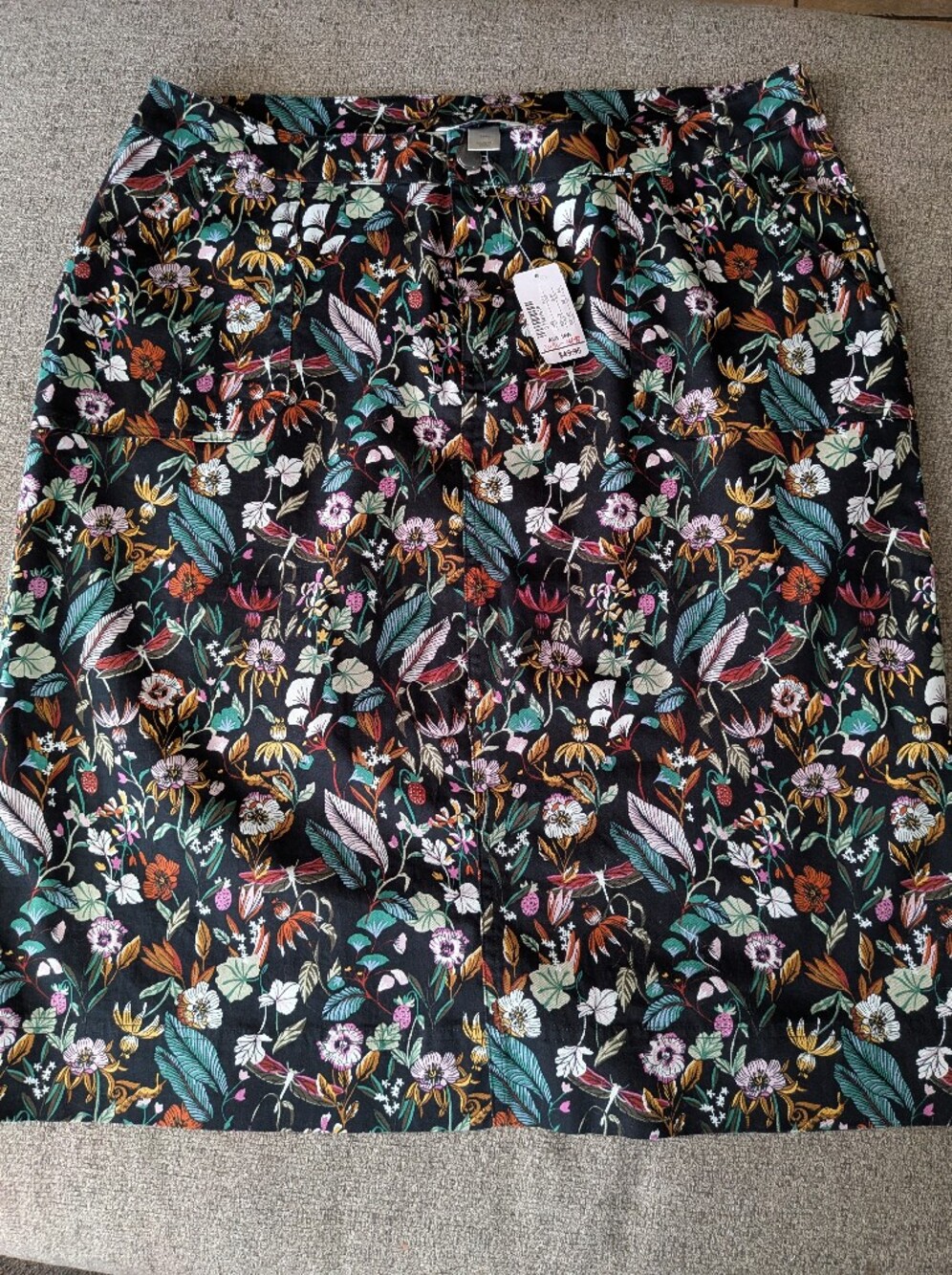 CJ Banks Black Floral Pencil Skirt with Multicolor Botanical Print Size 16W